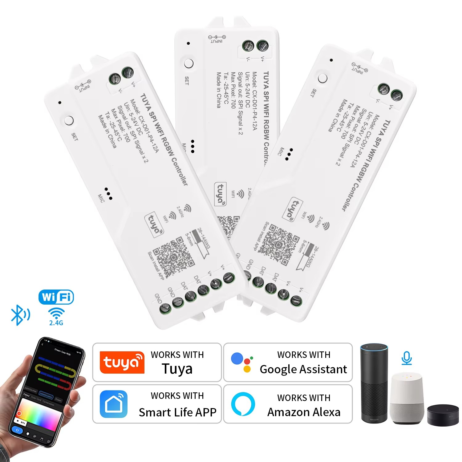 Alexa Compatible Bulb - Contrôleur LED SPI RGBIC RGBWIC Wifi